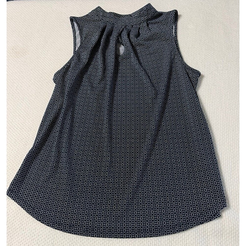 Adrianna Papell Sleeveless High-Neck Geometric Print Blouse - Size Small